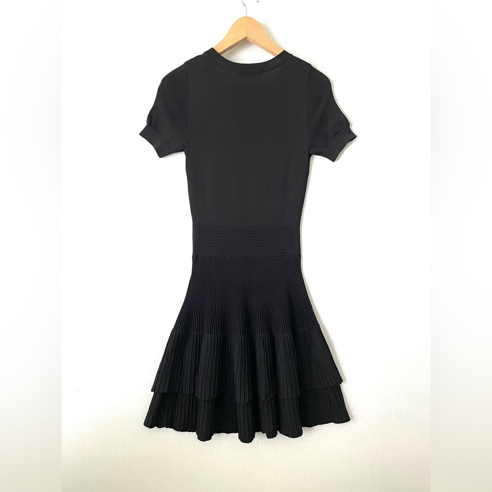 Maje Raliano Pleated Ribbed Knit Dress In Black - Picture 6 of 11
